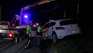 Otomobil ağaçlık alana uçtu: 1 yaralı