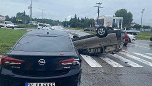 Samsun'da otomobil takla attı 