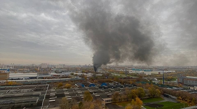 Rusya'da 10 araç alev alev yandı!