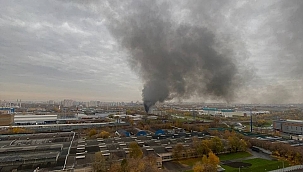 Rusya'da 10 araç alev alev yandı!