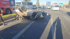 Takla atan otomobilin sürücüsü yaralandı