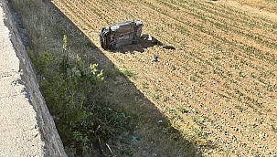 Otomobil tarlaya uçtu: 1 yaralı 