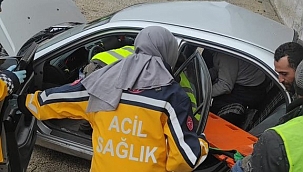 Kontrolden çıkan araç karayolunda bakım yapan ekiplerin aracına çarptı: 1 yaralı 