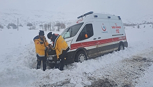 Ambulans kara saplandı 
