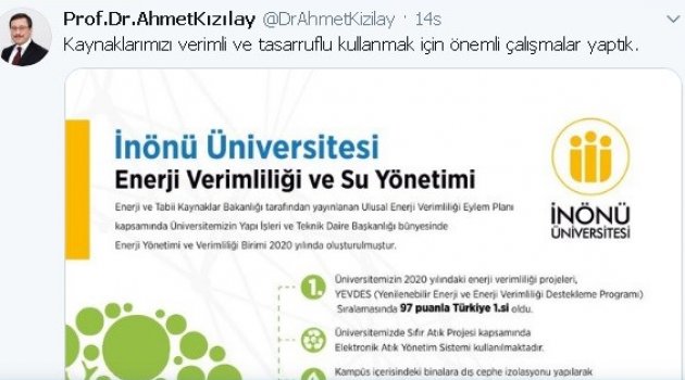 İnönü Üniversitesi enerji verimliliğinde Türkiye 1'ncisi