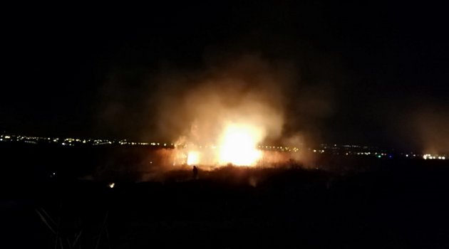 Mogan Gölü'nde sazlık yangını
