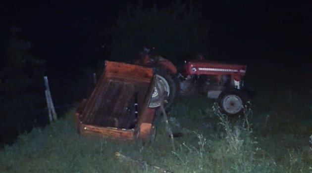 Samsun'da traktör şarampole yuvarlandı: 1 yaralı