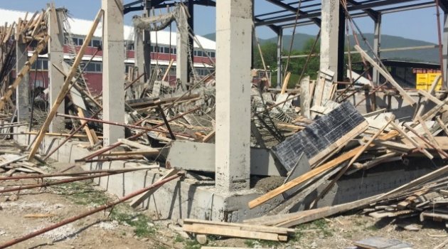 Spor Salonu inşaatında göçük: 1 yaralı