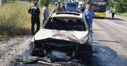 Komutanın yeni aldığı otomobili alev alev yandı