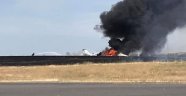 California'da özel jet kalkış sırasında alev aldı