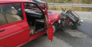 Otomobil ve motosiklet çarpıştı: 2 yaralı