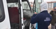 Malatya'da servis minibüslerine dezenfekte