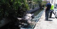 Sulama kanalına yine araç uçtu!