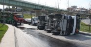 Bahçelievler'de beton mikseri devrildi: 1 yaralı