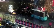 Beşiktaş'ta otobüsün durağa daldığı dehşet anları kamerada
