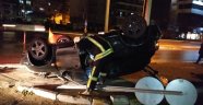 Denizli'de otomobil yaklaşık 150 metre sürüklenip takla attı