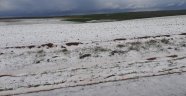 Dolu yağışı köyleri beyaza bürüdü