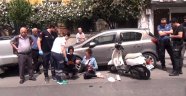 Fatih'te bir araç tarafından sıkıştırılan kadın motosikletli, yere düşerek yaralandı