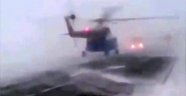 Helikopter kar fırtınası nedeniyle kara yoluna acil iniş yaptı