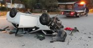 Kontrolden çıkan araç takla attı: 2 yaralı