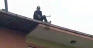 Mahsur kalan kediyi itfaiye kurtardı