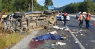 Milas'ta kamyonet kayganlaşan yolda kontrolden çıktı: 1 ölü, 1 yaralı