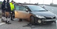 Otomobil bariyerlere çarptı: 1 yaralı