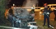 Samsun'da kaza yapan otomobil yandı, sürücü kayıp