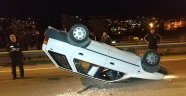 Samsun'da takla atan otomobilin sürücüsü ölümden döndü