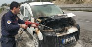 Seyir halindeki araçta yangın çıktı
