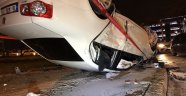 Takla atan araç diğer araca çarparak durabildi: 4 yaralı