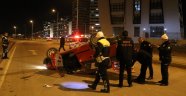 Takla atan araçtan hafif yaralı çıktı
