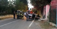 Takla atan otomobil doğalgaz borusunu patlattı: 1 yaralı
