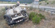 Takla atan otomobilden sürücüsü burnu bile kanamadan kurtuldu