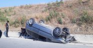 Takla atan otomobilin sürücüsü yaralandı