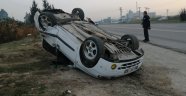 Takla atan otomobilin sürücüsü yaralandı