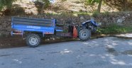 Tekeri yerinden fırlayan çapa motoru devrildi: 1 yaralı