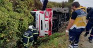 Tekirdağ'da vinç şarampole devrildi: 3 yaralı