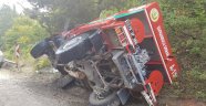Yangına giden arazöz devrildi: 2 yaralı