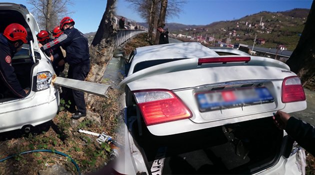 Trabzon'da feci kaza, karnına bariyer saplandı