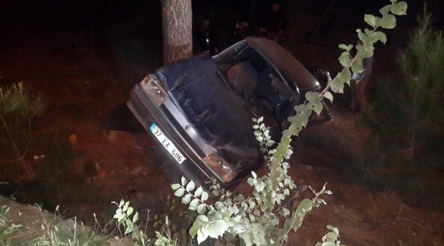 Yoldan çıkan otomobil ağaca çarptı: 2 yaralı